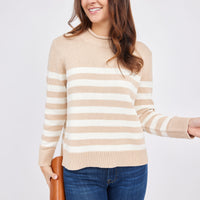 Camel Roll Neck Stripe Sweater