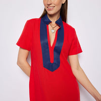 Red Short Sleeve Classic Midi Tunic