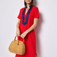 Red Short Sleeve Classic Midi Tunic