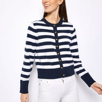Navy & White Stripe Cardigan