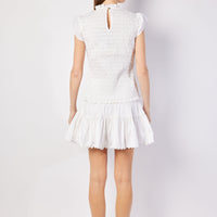 White Smocked Flutter Sleeve Top