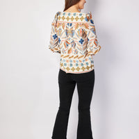 Geo Floral Tassel Front Top