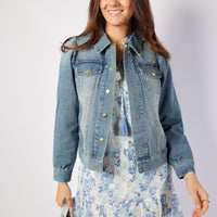 Blue Wash Puff Sleeve Denim Jacket