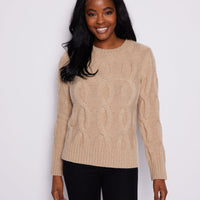 Camel Chunky Cable Knit Sweater