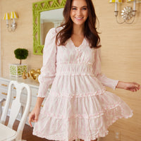Blush Mini Ikat Print Smocked Waist Dress