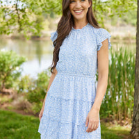 Animal Print Ruffle Neck Dress