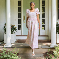 Chinoiserie Shells Square Neck Maxi Dress