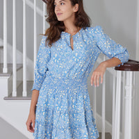 Periwinkle Floral Smocked Waist Dress