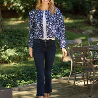 Batik Print/Navy Reversible Quilted Jacket