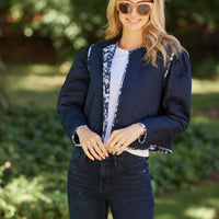 Batik Print/Navy Reversible Quilted Jacket