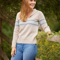 Camel Fair Isle Zip Sweater