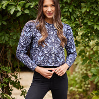 Batik Print/Navy Reversible Quilted Jacket