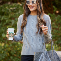 Grey Chunky Cable Knit Sweater