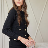 Black Button Front Pocket Cardigan
