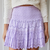 Lilac Eyelet Smocked Waist Skirt