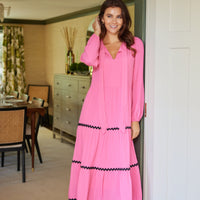 Bow Front Midi Dress with Ric-Rac