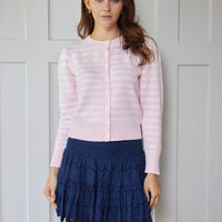 Blush & White Puff Sleeve Heart Cardigan