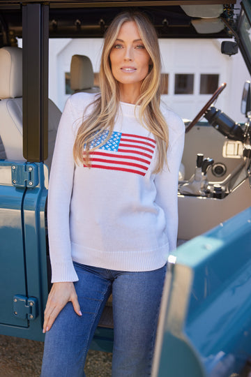 Ivory Roll Neck Flag Sweater