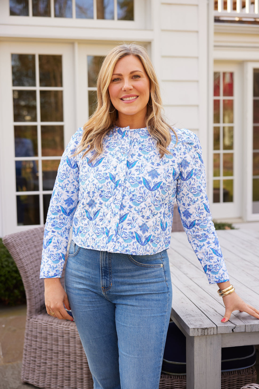 Batik Print Reversible Button Front Jacket