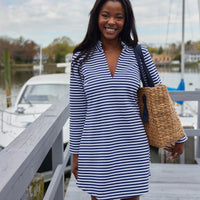 Navy & White Stripe Long Sleeve Classic Tunic