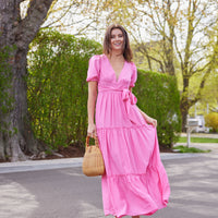 Ava V-Neck Puff Sleeve Maxi Dress