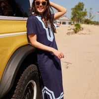 Navy Short Sleeve Classic Maxi Tunic