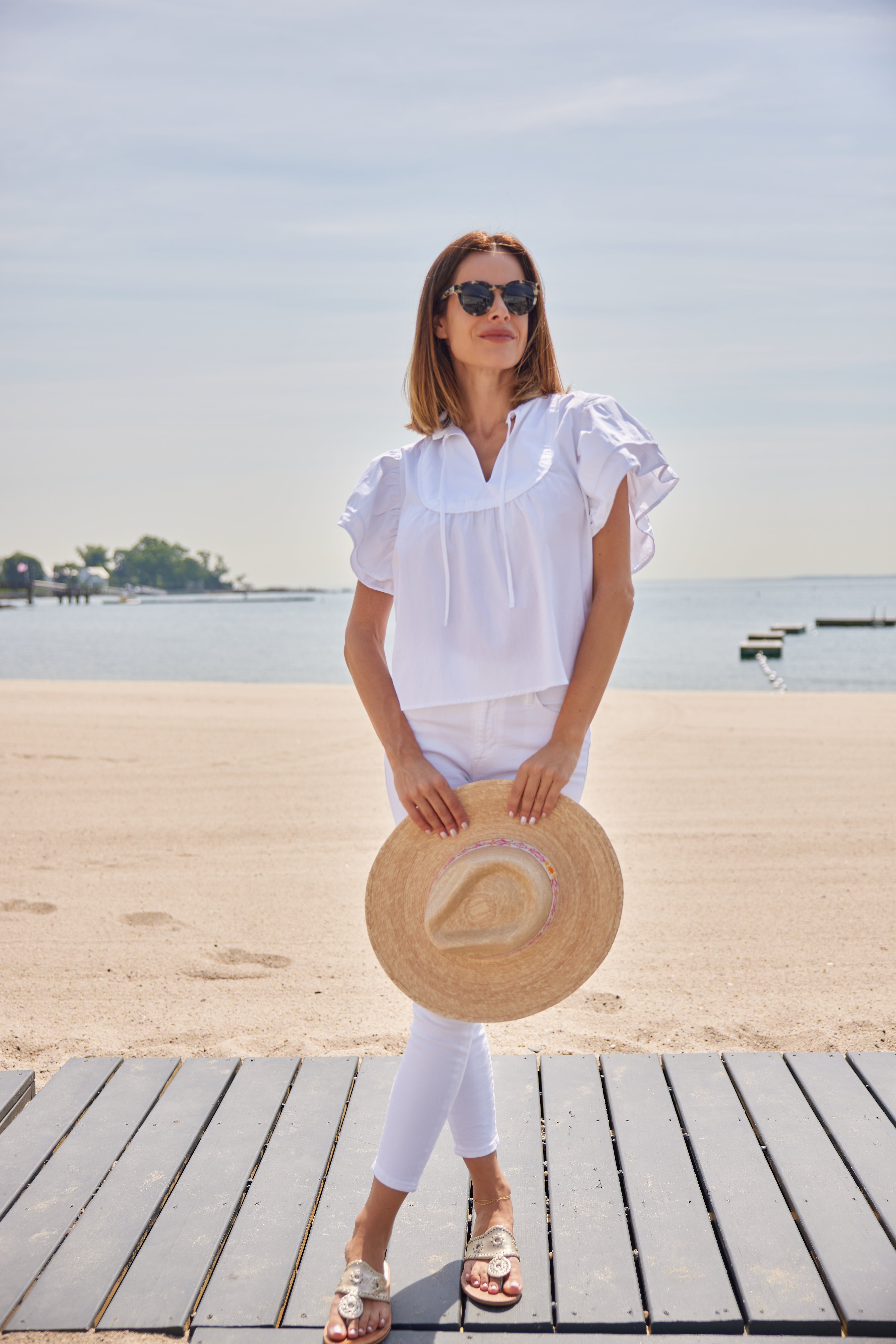 Navy Tie Front Cabana Top