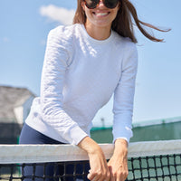 White Quilted Puff Sleeve Sweatshirt