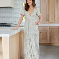 Silver Ava Sequin Maxi Dress