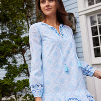 Sunburst Print Ruffle Hem Dress