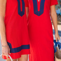 Red Short Sleeve Classic Midi Tunic