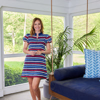 Red, White & Blue Ric-Rac Button Front Mini Dress