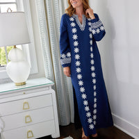 Navy Embroidered Caftan