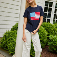 Navy Short Sleeve Flag Sweater