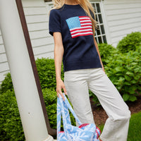 Navy Short Sleeve Flag Sweater