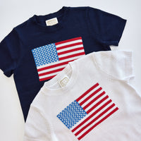 Navy Short Sleeve Flag Sweater