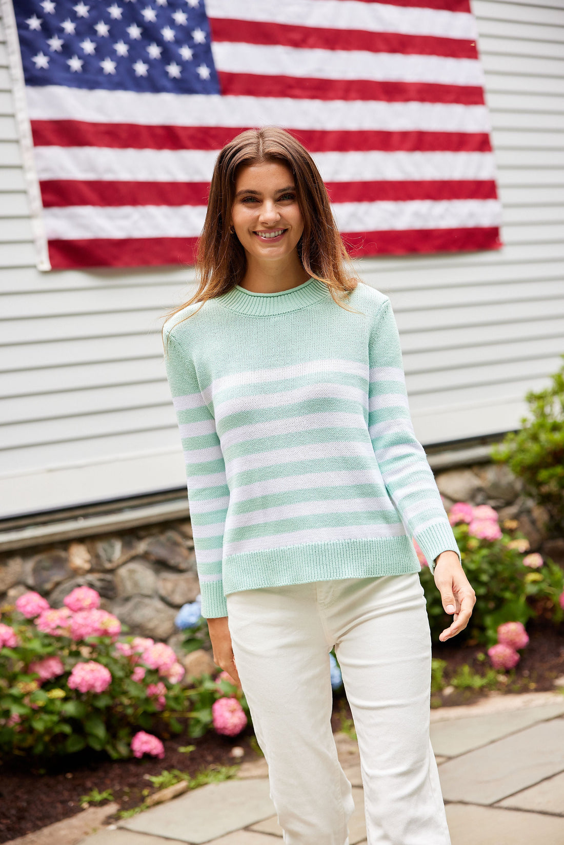Cabbage Roll Neck Stripe Sweater