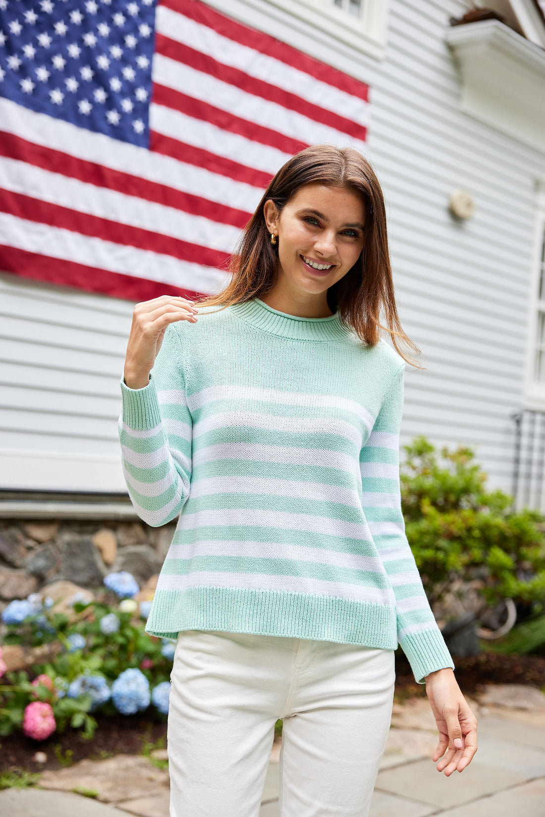 Cabbage Roll Neck Stripe Sweater