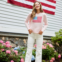 Blush Cropped Flag Sweater