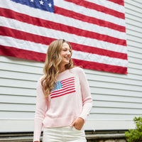 Blush Cropped Flag Sweater