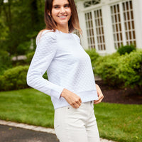 White Cropped Puff Sleeve Sweatshirt