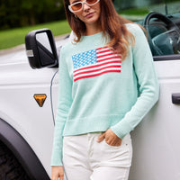 Cabbage Cropped Flag Sweater