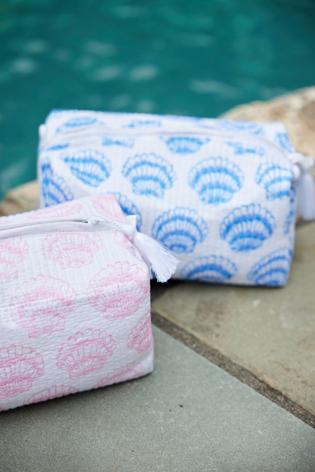 Blue Shell Print Cosmetic Bag