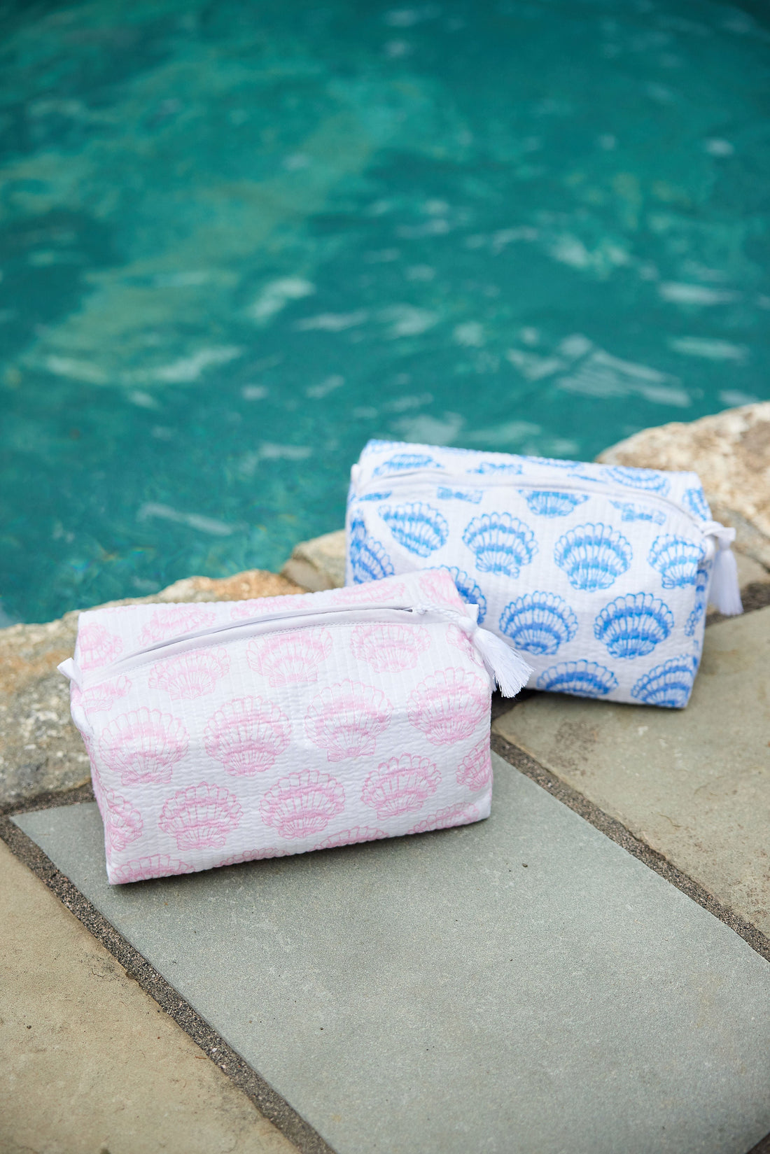 Blue Shell Print Cosmetic Bag