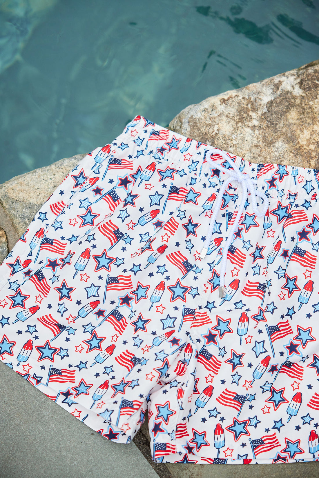 Patriotic Print Kids' Swim Trunks