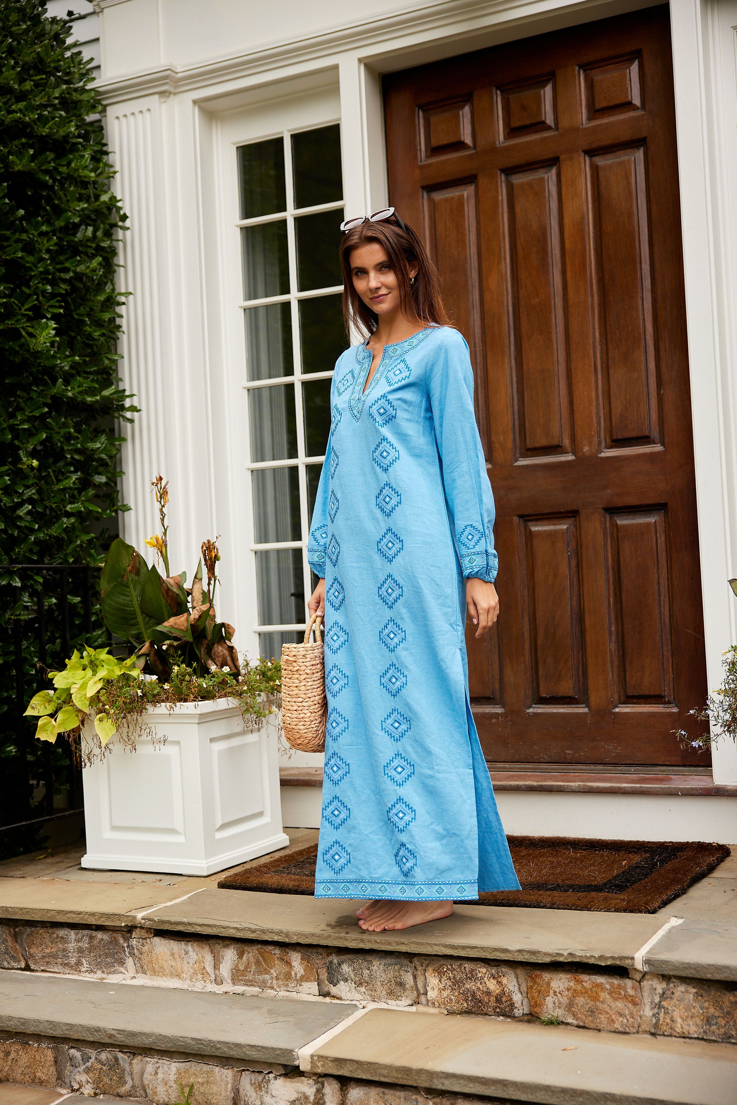 Hydrangea Embroidered Caftan – Sail to Sable