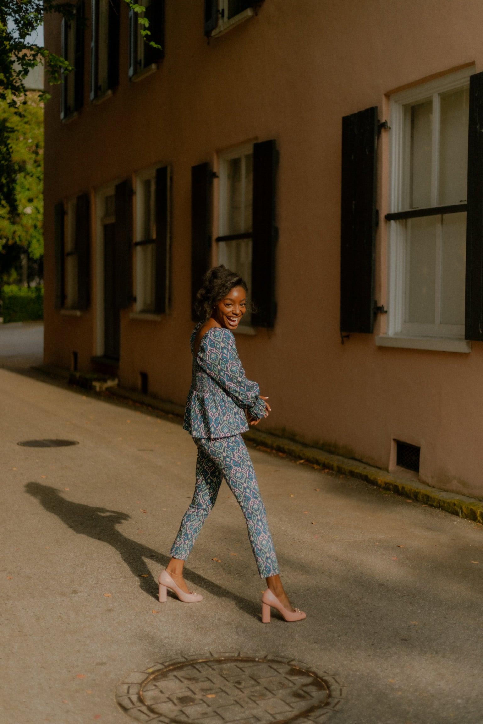 Ikat Print Stretch Pants