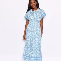 Ditsy Floral Cinched Waist Midi Dress with Ric-Rac