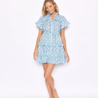 Ditsy Floral Ruffle Front Shirt Dress