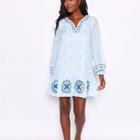 Sunburst Print Ruffle Hem Dress